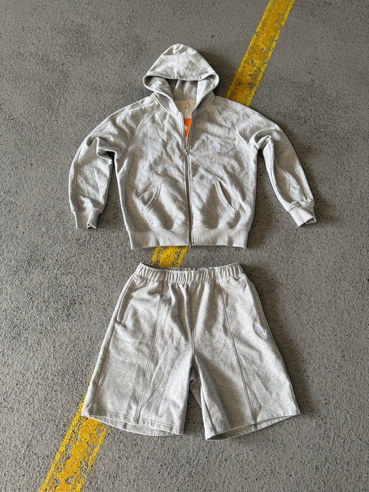 ZIP-UP GREY SWEATS SET