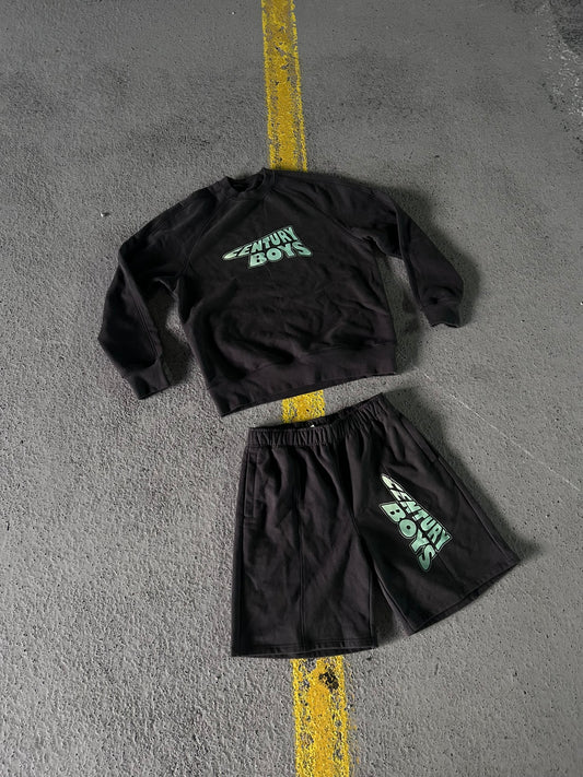 LIGHT BLACK SWEATSET w/ SHORTS